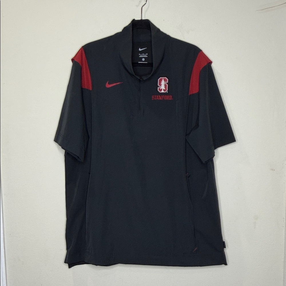 Men's Nike Black Stanford Cardinal Sideline Short Sleeve Quarter-Zip Dri-FIT